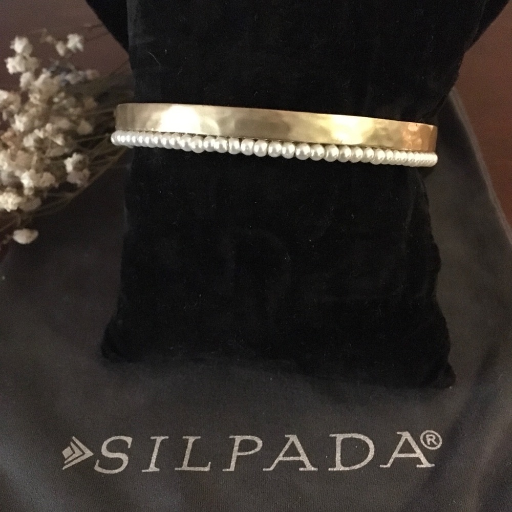 Silpada Brass and Glass Pearl Bracelet KRB0107
